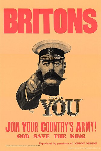 30a_Sammlung_Eybl_Großbritannien.Alfred_Leete(1882–1933)Britons(Kitchener)wants_you(Briten_Kitchener_braucht_Euch).1914(Nachdruck),74_x_50_cm.(Slg.Nr._552)