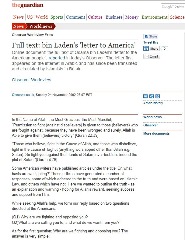 Osama Bin Laden S Letter To America News Politics Kenya Talk   7545abab32bba69e689530418e9ff4f61037fcde 